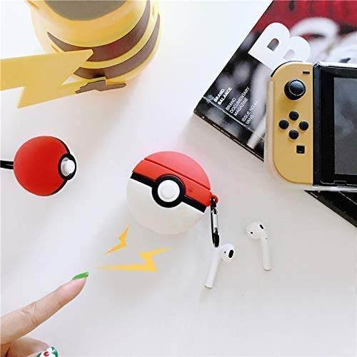 Airpod's 2 Cute Cartoon Pokemon Silicone Case ( Airpods Not Included ) Red White - Guleel