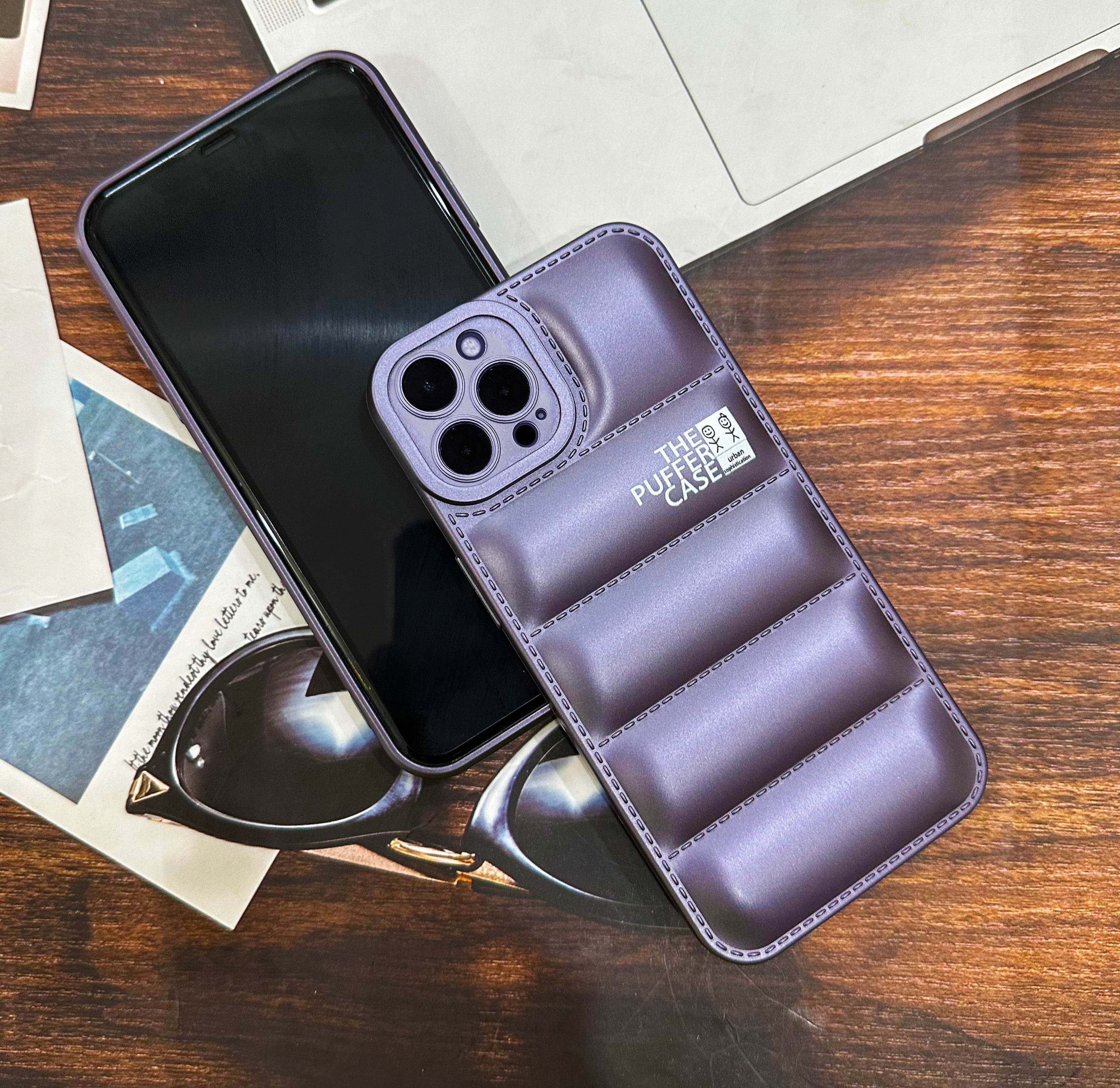 iPhone 14 Pro Premium Cushion Silicone Classy Case Cover- Purple - Guleel