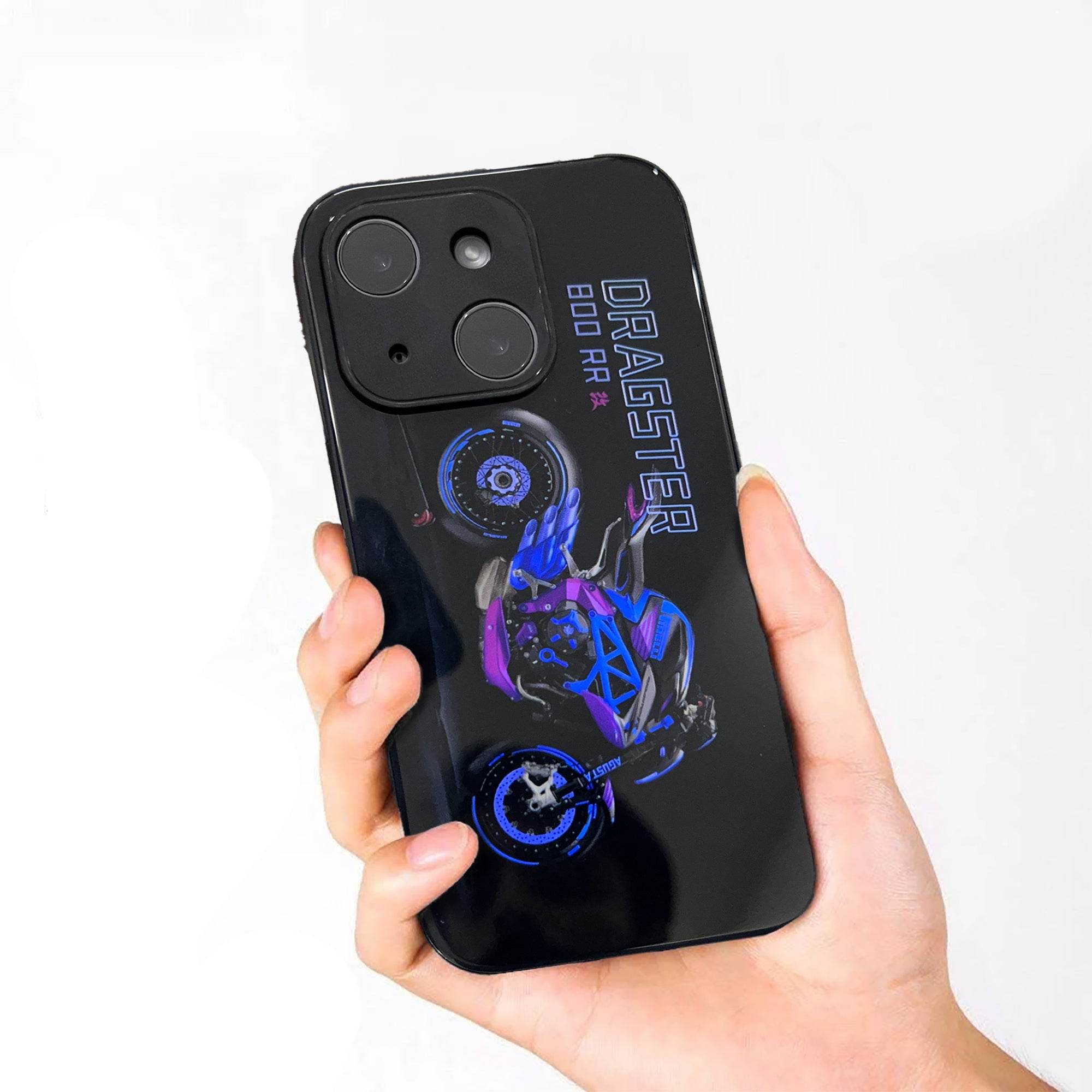 iPhone 14 Premium Led Light Shockproof Case - Dragster Bike - Guleel