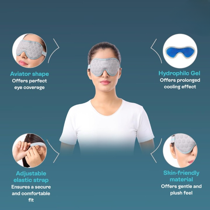 Eye Cool Pack, for Relief from Eye Strain, Puffiness & Headaches | Reusable & Flexible Cold Compress, Soft Gel Material |Universal,1 Unit