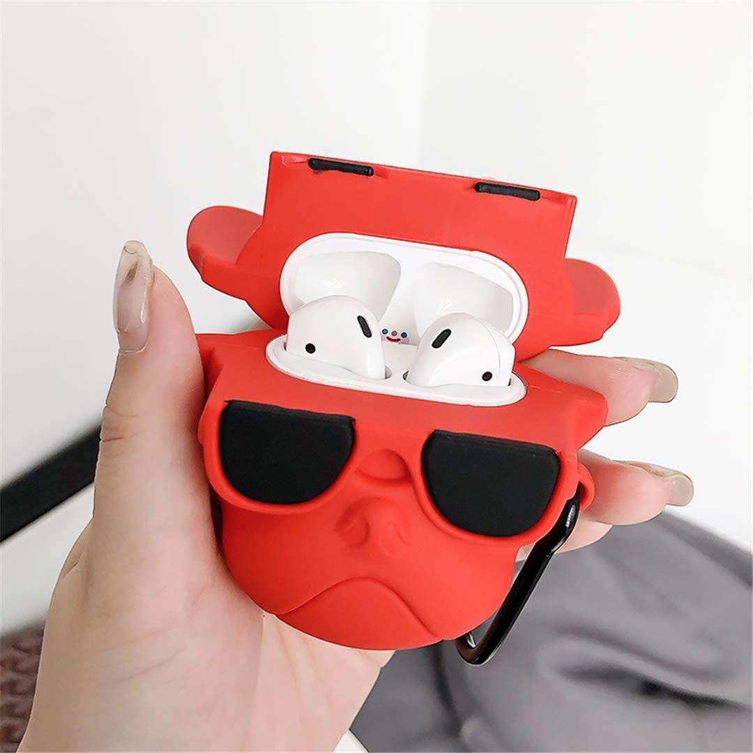Airpod's Pro Cute Cartoon Silicon Dog Apple Airpod's Case Cover- Red - Guleel