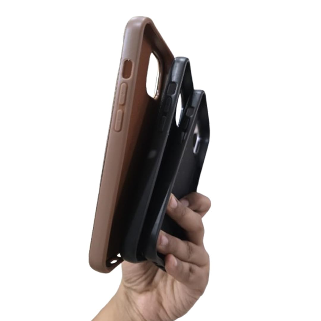 Premium Leather Shockproof MagSafe Mobile Back Cover - Black