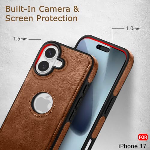 iPhone 17 Premium Leather Logo Cut Back Cover - Brown
