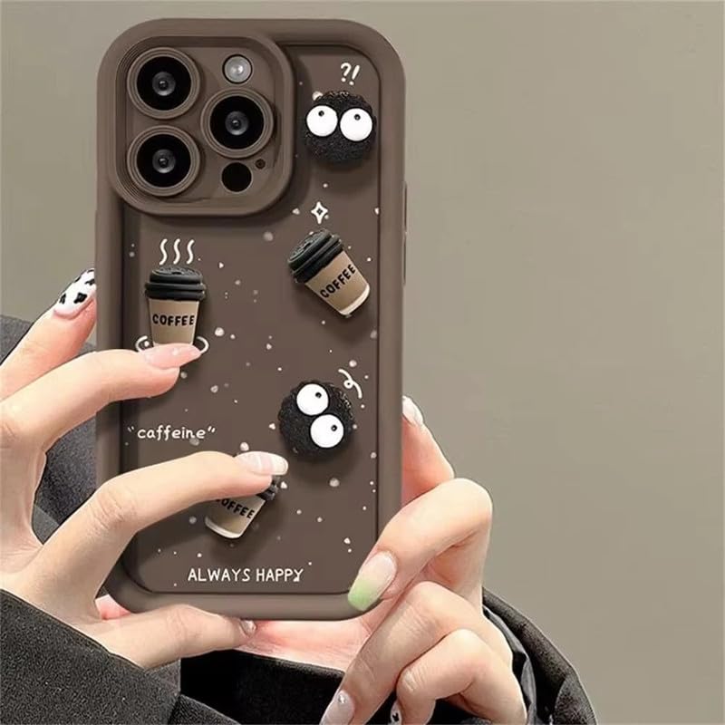 Cute Coffee Silicone Cartoon Back Case Cover - Brown