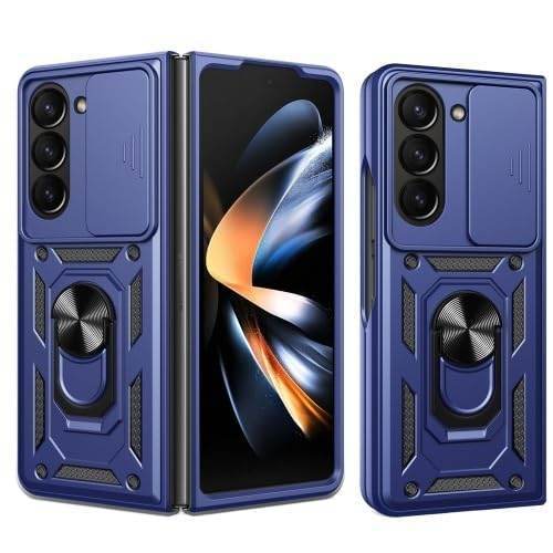 Samsung Galaxy Z Fold 5 5G Back Case Cover Ring Holder Case - Blue - Guleel