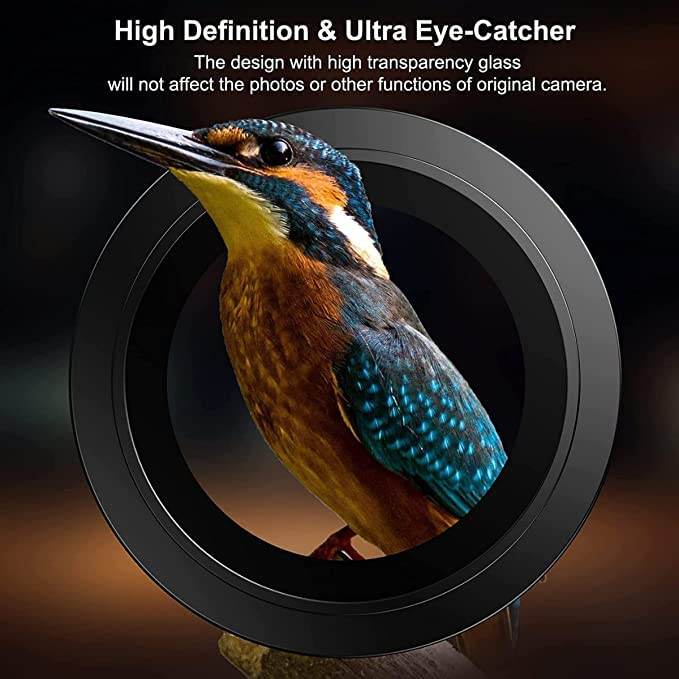 Camera Lens Protector Tempered Glass Film Aluminum Alloy Lens Cover - Black - Guleel