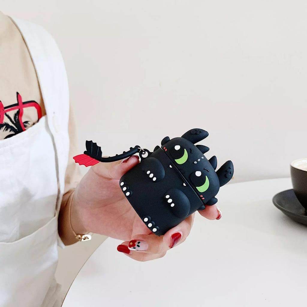 Airpod's 2 Cute Cartoon Silicone Apple Airpod's Case Cover ( Airpods Not Included ) Black Green Monster - Guleel