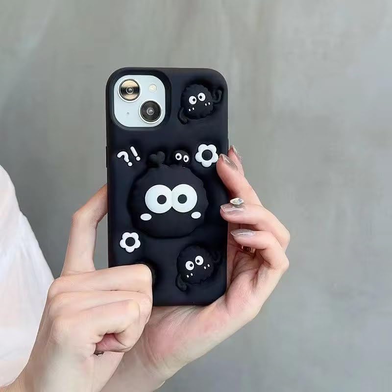 3D Cartoon Black Eye Soft Silicone Back Cover - Black
