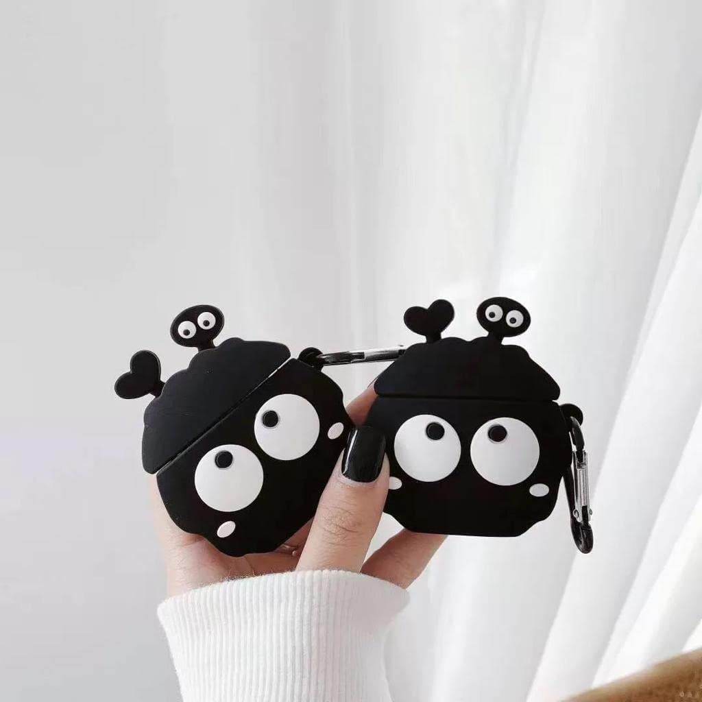 Airpod's Pro Cute Cartoon Silicon Black Eye Apple Airpod's Case Cover- Black - Guleel