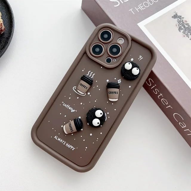 Cute Coffee Silicone Cartoon Back Case Cover - Brown