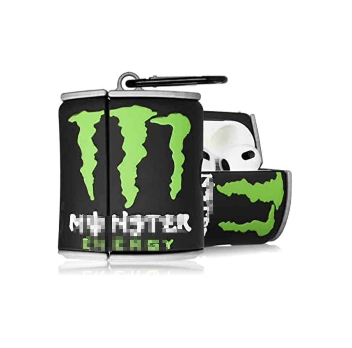 Airpod's Pro Cute Silicone Protective Monster Energy Case - Black Green - Guleel