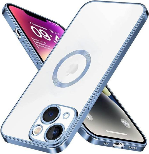 iPhone 15 Plus Premium Transparent Silicon Back Case Cover - Blue - Guleel