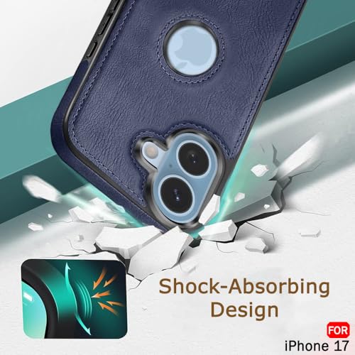 iPhone 17 Premium Leather Logo Cut Back Cover - Blue