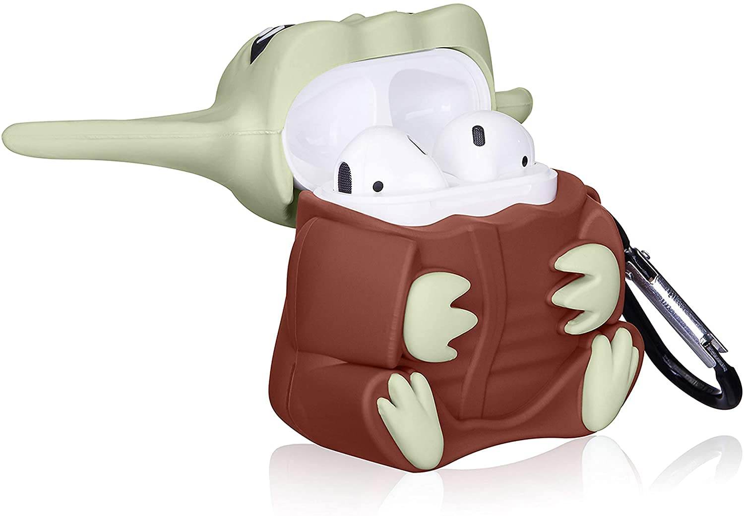 Airpod's 1 Cute Cartoon Silicone Apple Airpod's Case Cover ( Airpods Not Included ) Brown Green Monster - Guleel