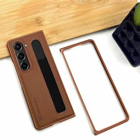 Samsung Galaxy Z Fold 6 Premium Shockproof Leather Back Case - Black - Guleel