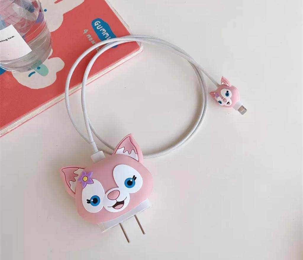 Samsung Cartoon Charger Case Cover for 25W Chargers - Pink (With Wire Cover) - Guleel