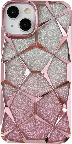Gradient Glitter Electroplated 3D Cube, Diamond Back Cover - Pink