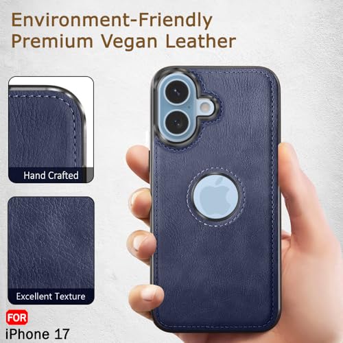 iPhone 17 Premium Leather Logo Cut Back Cover - Blue