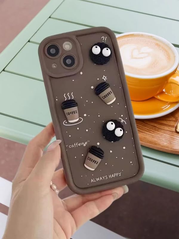 Cute Coffee Silicone Cartoon Back Case Cover - Brown