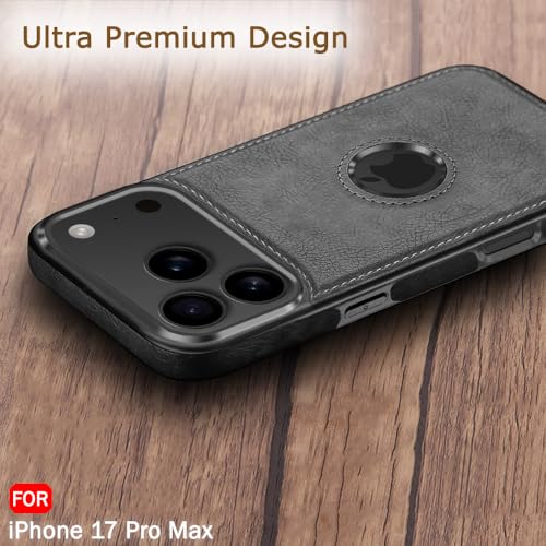 Premium Leather Logo Cut Back Cover -Black