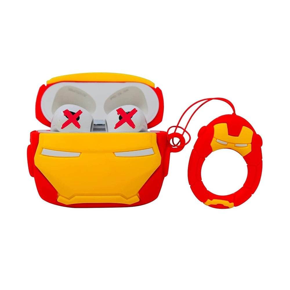 Airpod's Pro Cute Silicone Protective Cartoon Ironman Case - Red Yellow - Guleel