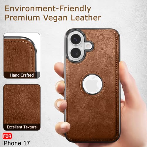 iPhone 17 Premium Leather Logo Cut Back Cover - Brown
