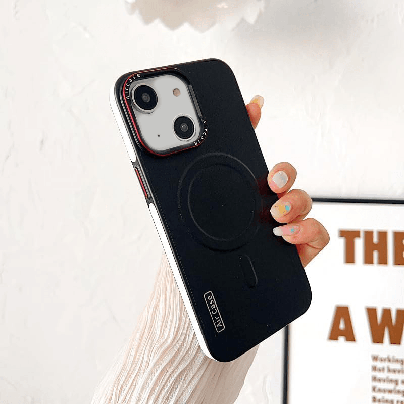 Matte Leather Magnetic Mag-Safe Wireless Charging Shockproof Case - Guleel