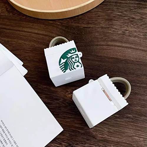 Airpod's 2 Cute Cartoon Silicone Apple Airpod's Case Cover ( Airpods Not Included ) Starbucks Bag - Guleel