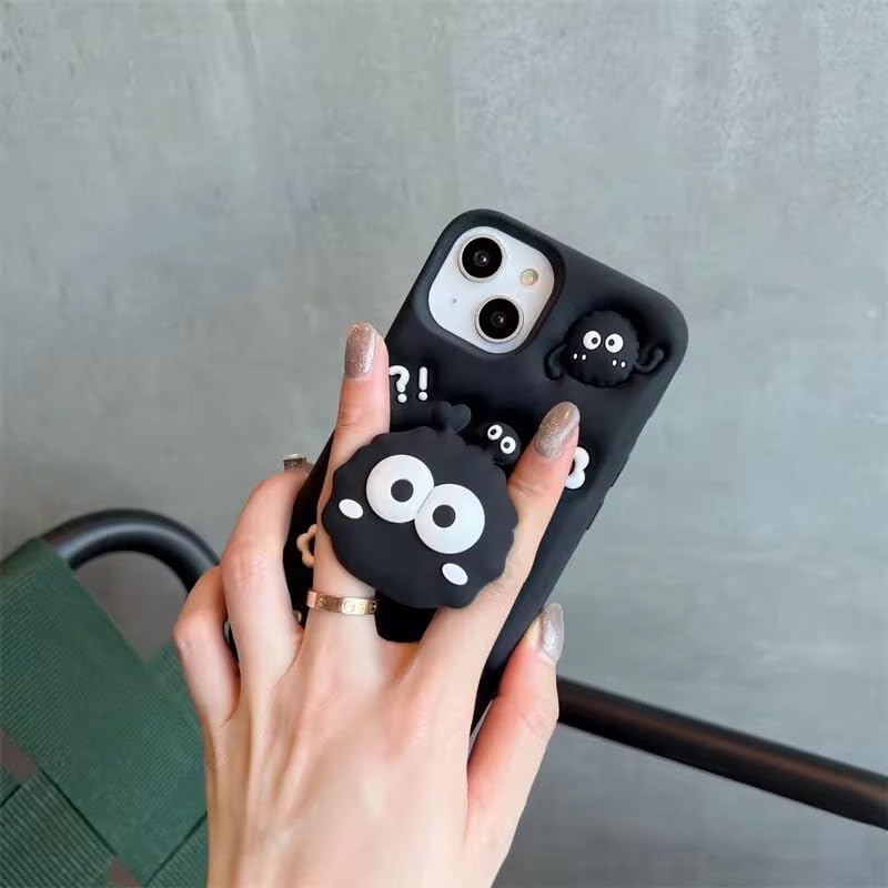 3D Cartoon Black Eye Soft Silicone Back Cover - Black