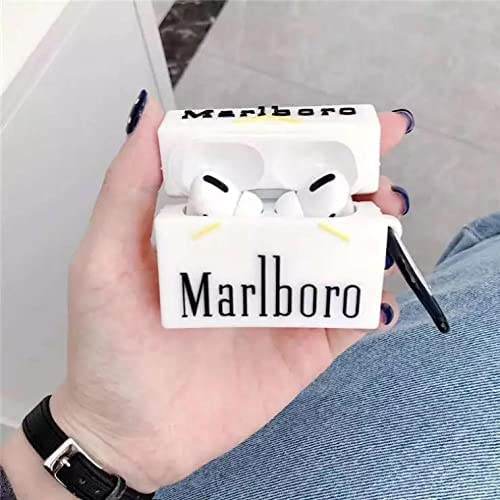 Airpod's Pro Cute Silicone Protective Cartoon Marlboro Case - White - Guleel