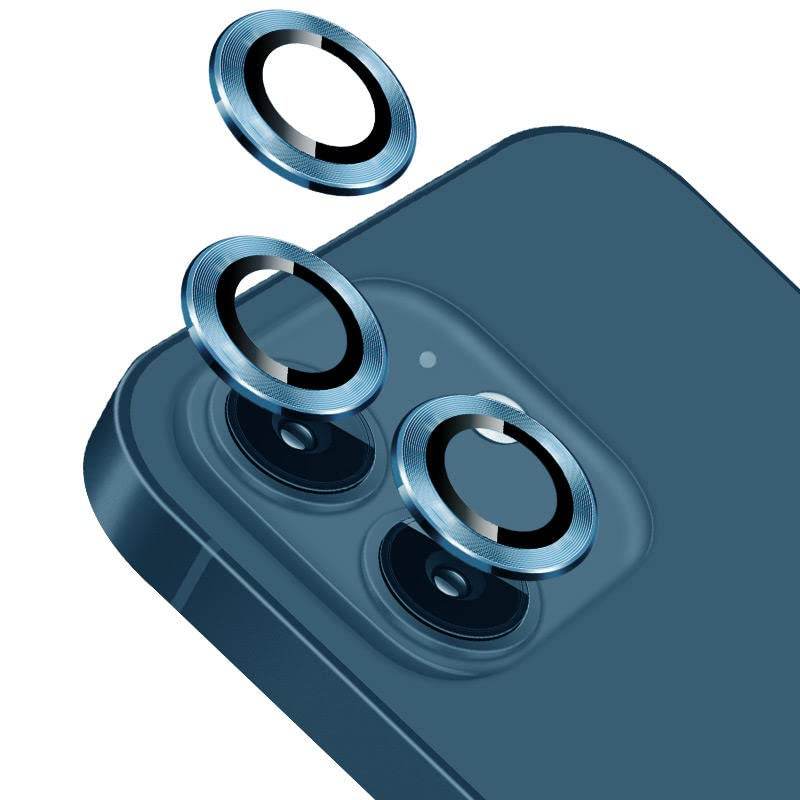 Camera Lens Protector Tempered Glass Film Aluminum Alloy Lens Cover - Blue - Guleel