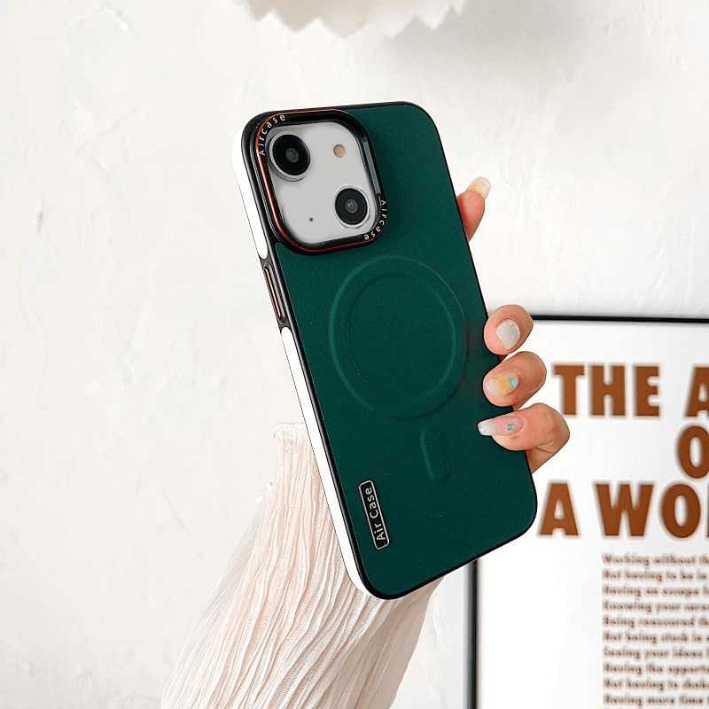 Matte Leather Magnetic Mag-Safe Wireless Charging Shockproof Case - Guleel