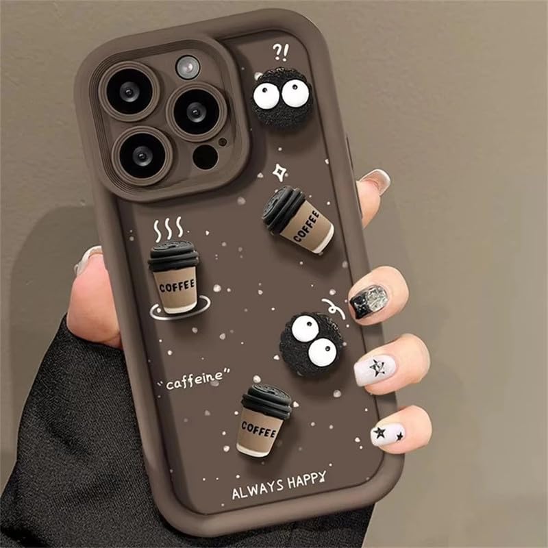 Cute Coffee Silicone Cartoon Back Case Cover - Brown
