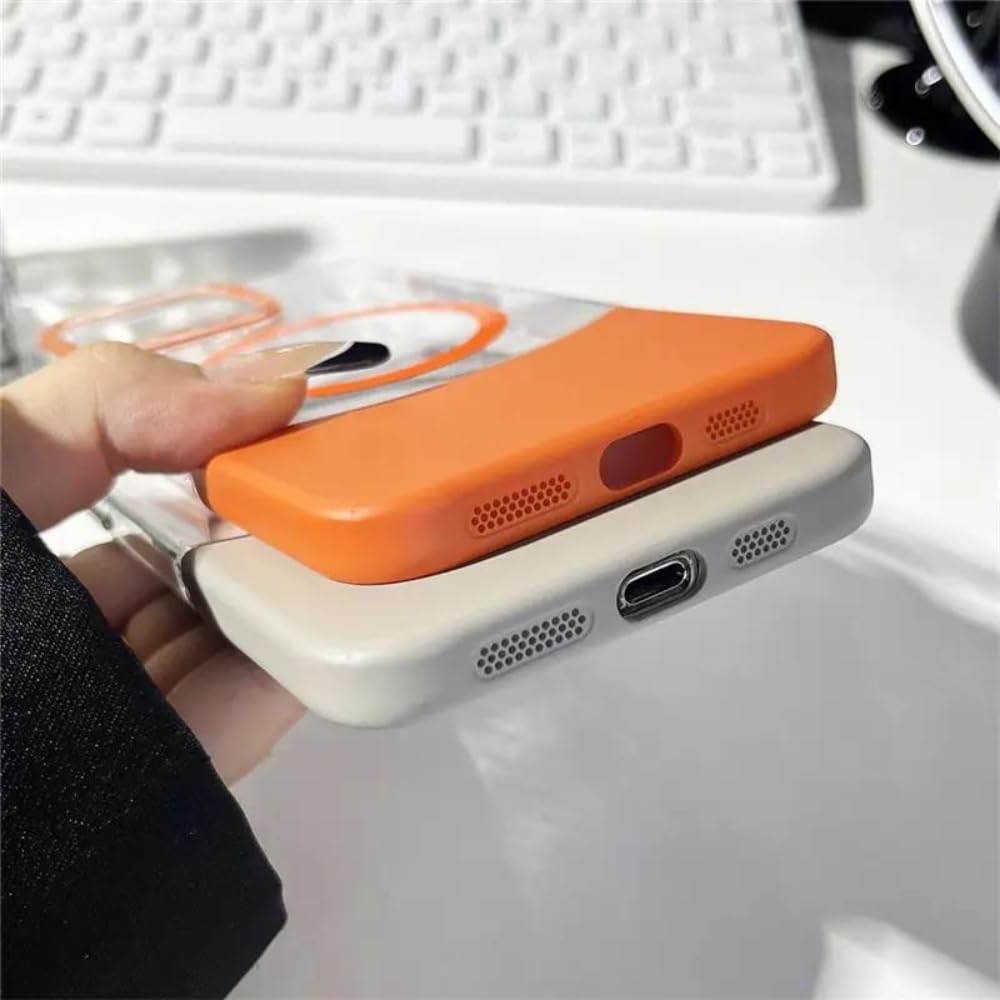 Magnetic Magsafe Transparent 2 in 1 Design Case - Orange - Guleel
