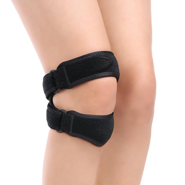 Dual Patellar Tendon Support Strap, Knee Pain Relief Adjustable Neoprene Knee Strap Patella Stabilizer Band, One Size