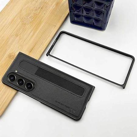 Samsung Galaxy Z Fold 6 Premium Shockproof Leather Back Case - Black - Guleel