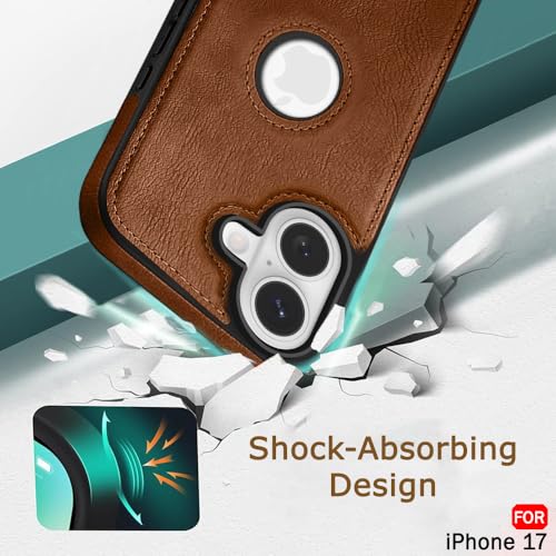 iPhone 17 Premium Leather Logo Cut Back Cover - Brown