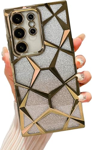 Gradient Glitter Electroplated 3D Cube Diamond Back Cover - Purple