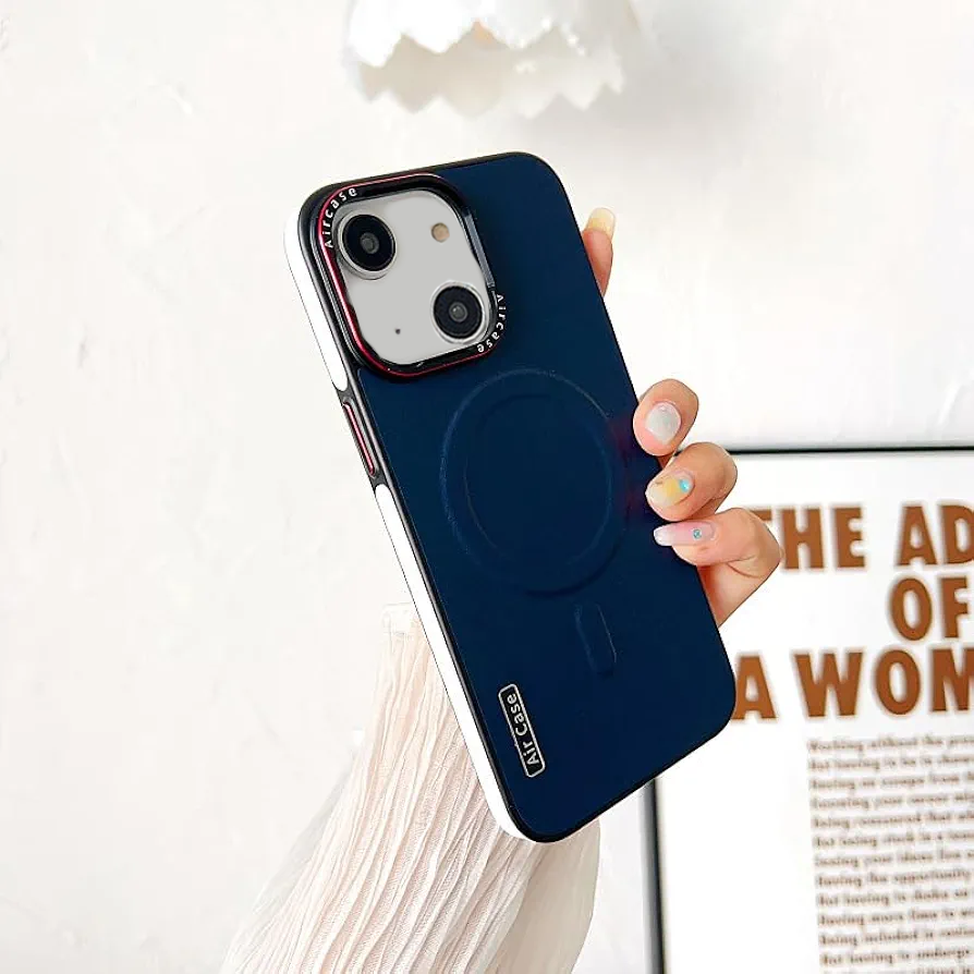 Matte Leather Magnetic Mag-Safe Wireless Charging Shockproof Case