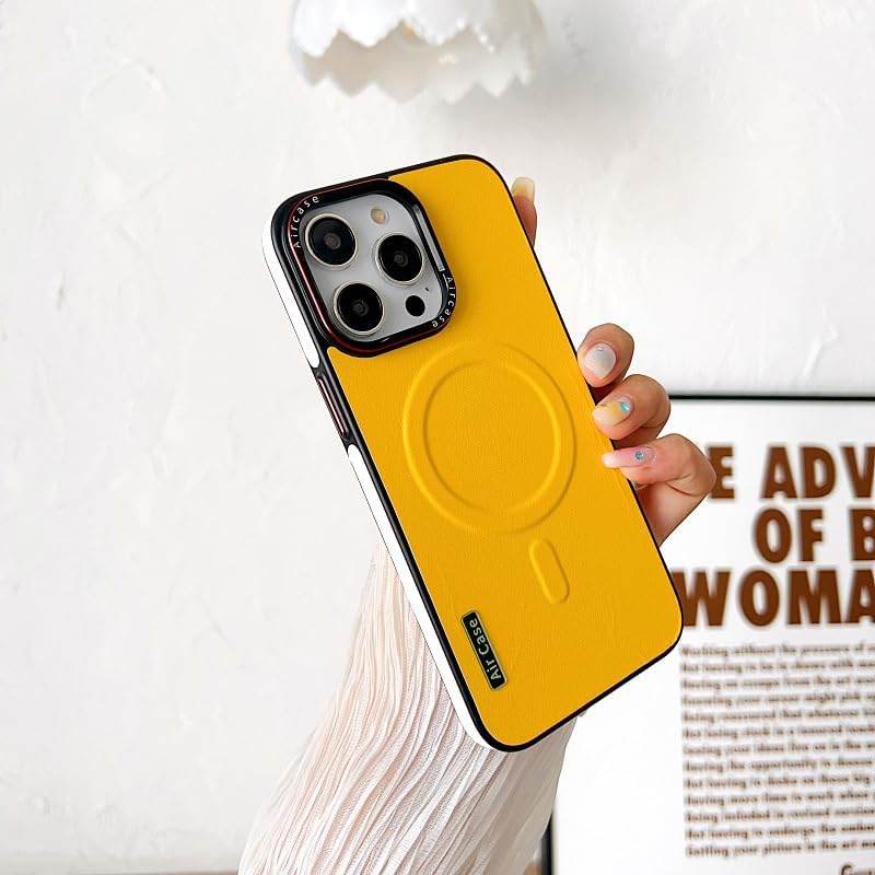 Matte Leather Magnetic Mag-Safe Wireless Charging Shockproof Case - Guleel