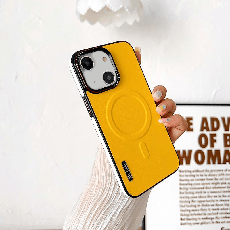 Matte Leather Magnetic Mag-Safe Wireless Charging Shockproof Case - Guleel