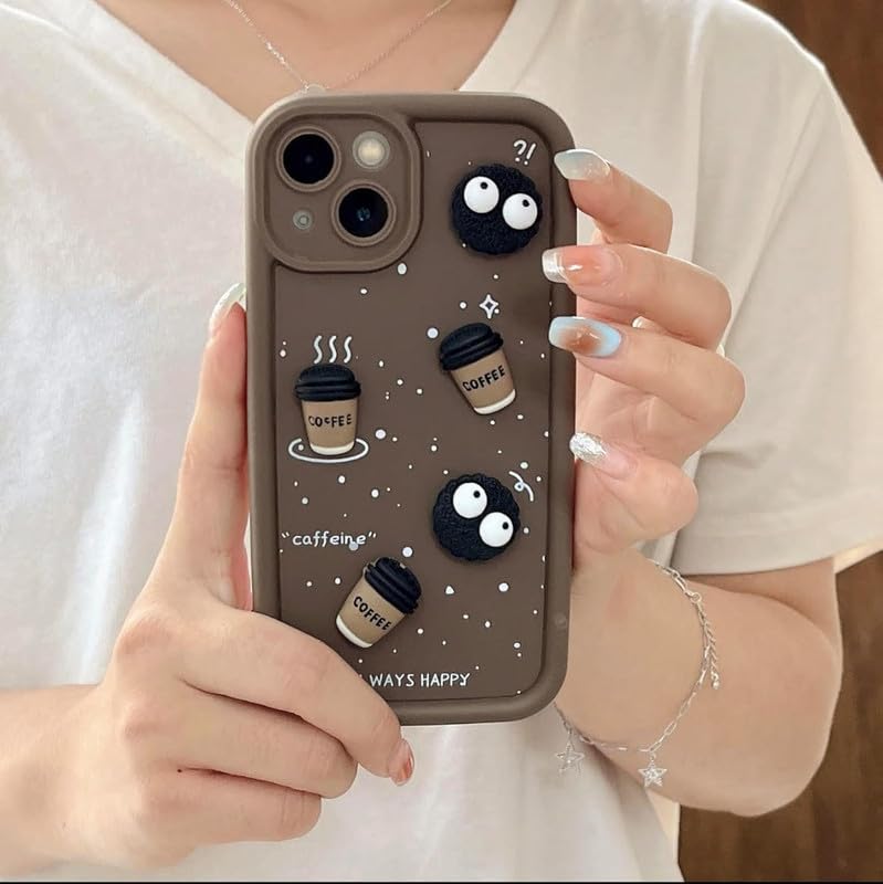 Cute Coffee Silicone Cartoon Back Case Cover - Brown