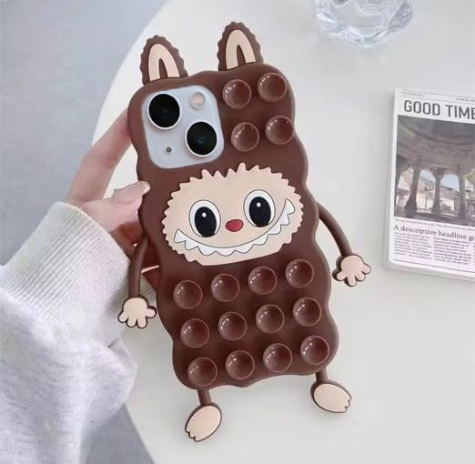 3D Cartoon Labubu Soft Silicone Back Cover - Brown