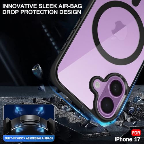 iPhone 17 Shockproof Magsafe Transparent Back Cover - Black