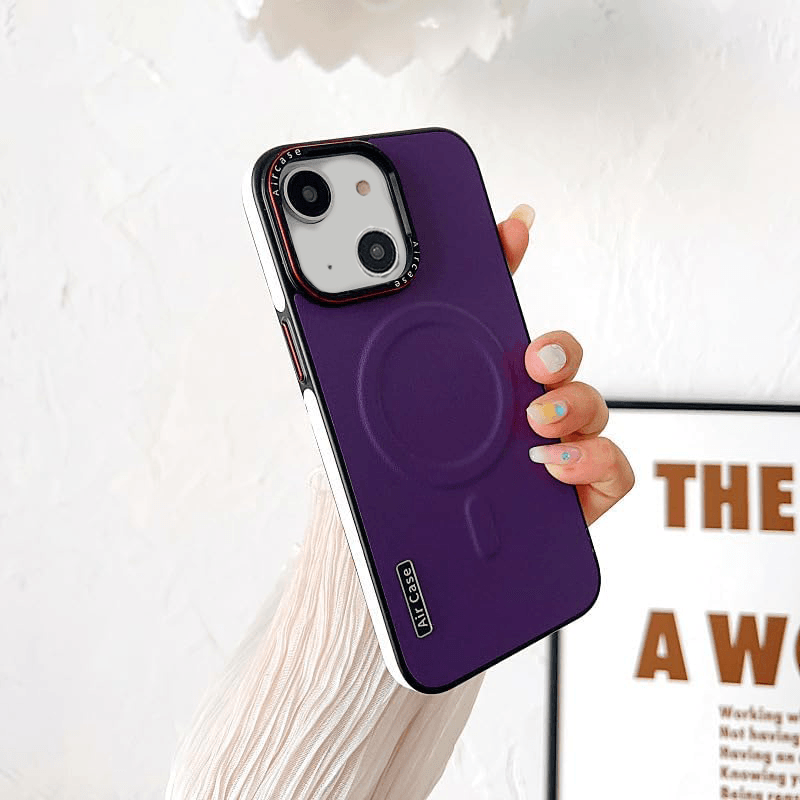 Matte Leather Magnetic Mag-Safe Wireless Charging Shockproof Case - Guleel