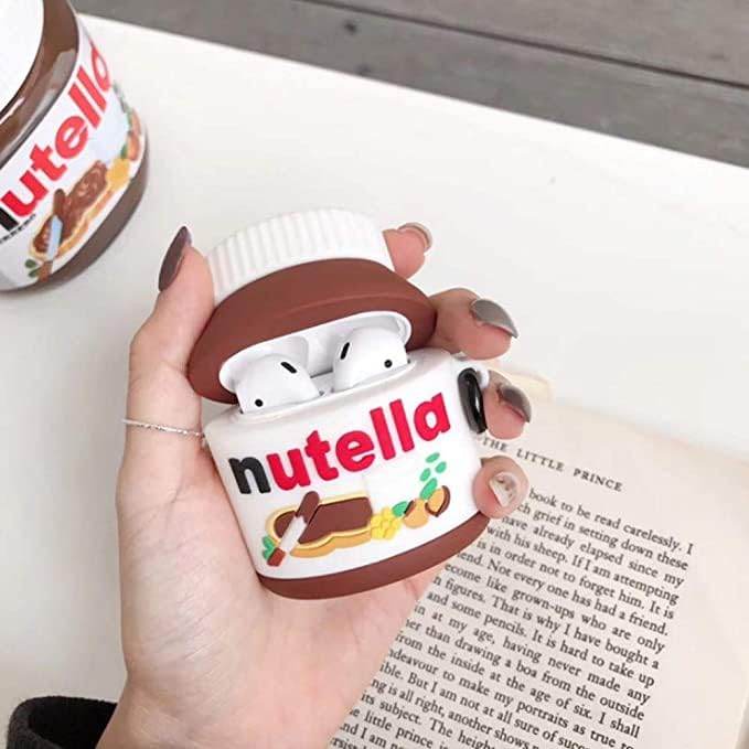 Airpod's 2 Cute Cartoon Silicone Apple Airpod's Nutella Case Cover ( Airpods Not Included ) - Brown - Guleel