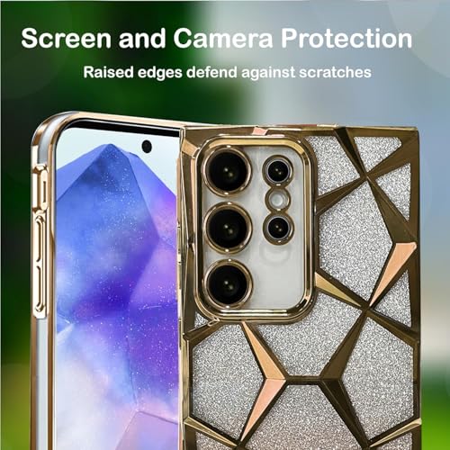 Gradient Glitter Electroplated 3D Cube Diamond Back Cover - Purple
