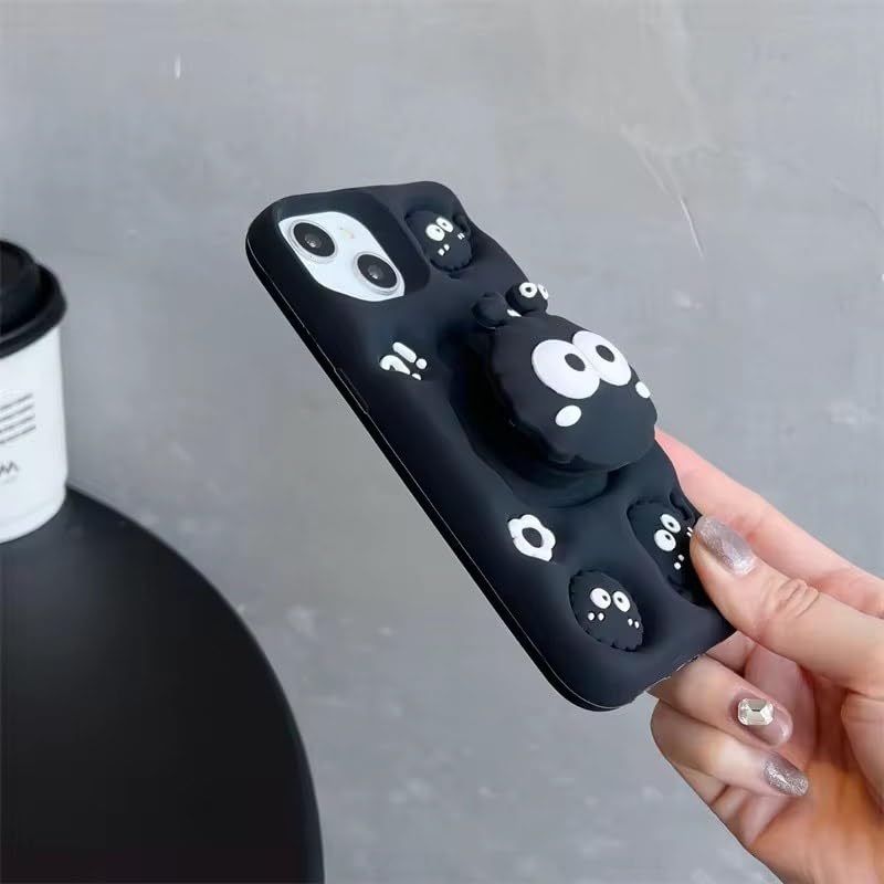 3D Cartoon Black Eye Soft Silicone Back Cover - Black