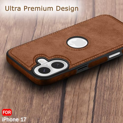 iPhone 17 Premium Leather Logo Cut Back Cover - Brown
