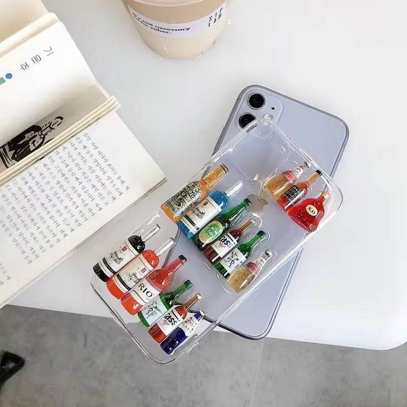 Premium Shockproof 3D Bottles Transparent Case - Guleel